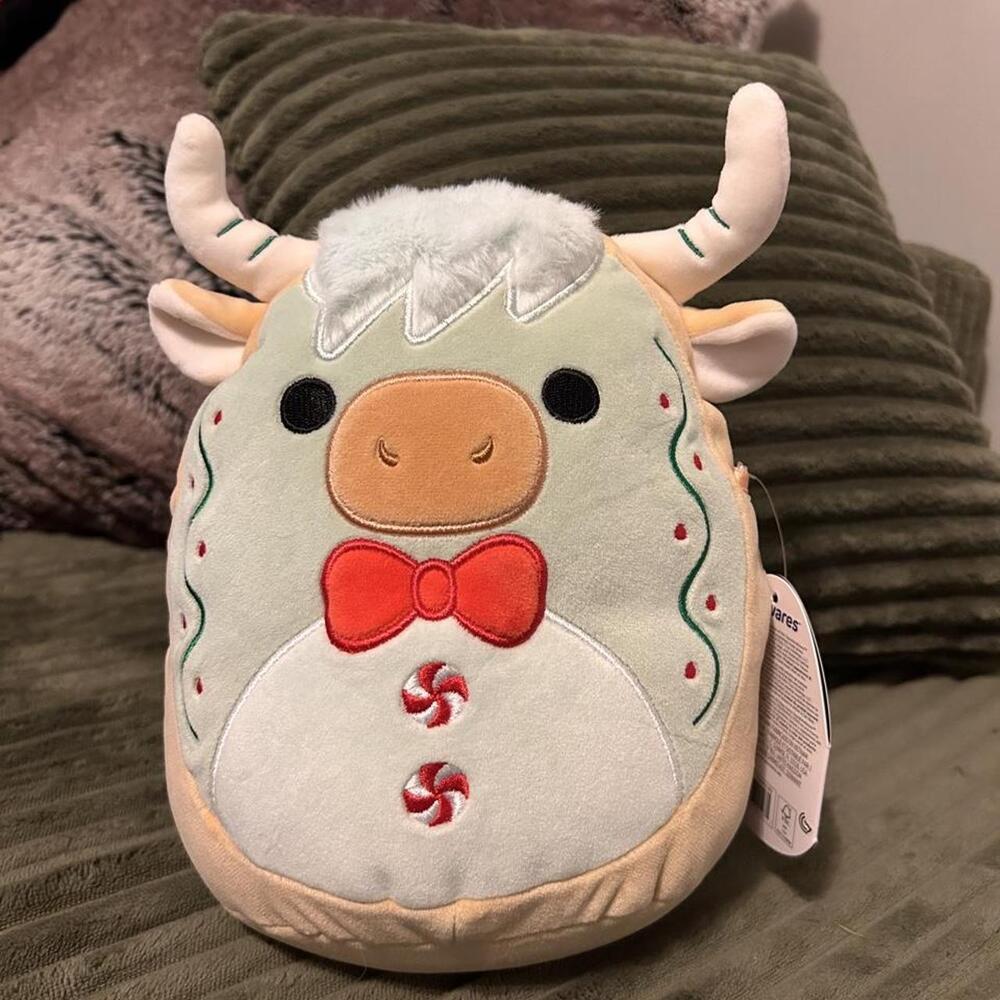 Squishmallows Select Series 8” Iver the Holiday Christmas Cookie Highland Cow pl